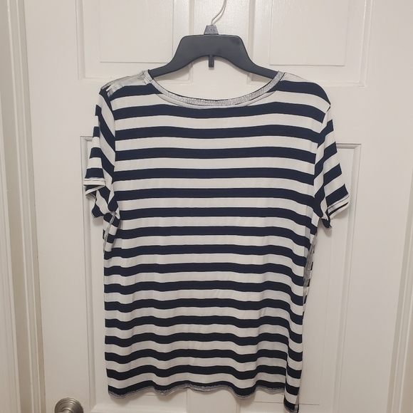 EC Jane & Delancey Striped Knit Tee size Large, soft, casual - Picture 6 of 7